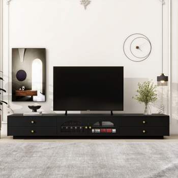 Felice Luxurious TV Stand with Fluted Glass Doors, Elegant and Functional Media Console for TVs Up to 95'' - Maison Boucle