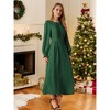 INSPIRE CHIC Women's Elegant Frilled Crewneck Midi Long Sleeve Pleated A-Line Flowy Dress with Pockets - 3 of 4