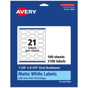 Avery White Oval Scalloped Labels, 1-1/8" x 2-1/4" - 1 of 4