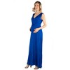 24seven Comfort Apparel V Neck Sleeveless Maternity Maxi Dress with Belt - 2 of 4