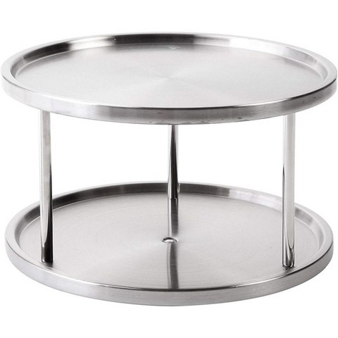 Jiallo Stainless Steel Two-Tier Turntable Lazy Susan, Pantry Cabinet Organizer, Kitchen tabletop Spice Rack