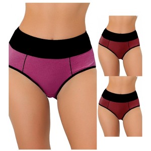 Allegra K Women's High Waist Tummy Control Color-Block Briefs 3 Packs - 1 of 4