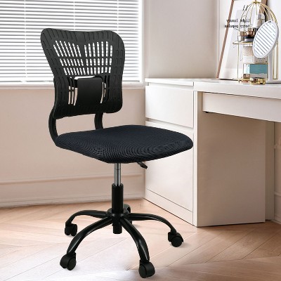 Gray Desk Chairs With Wheels Home Office Chair Comfortable Computer Chair Adjustable Height,360° Swivel Gaming Armless Chair-The Pop Home