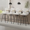 VECELO Bar Stools with Backs & Arms Set of 2, Counter Height Barstools Set with Tufted Upholstery & Footrest Ring, White/Brown - 2 of 4