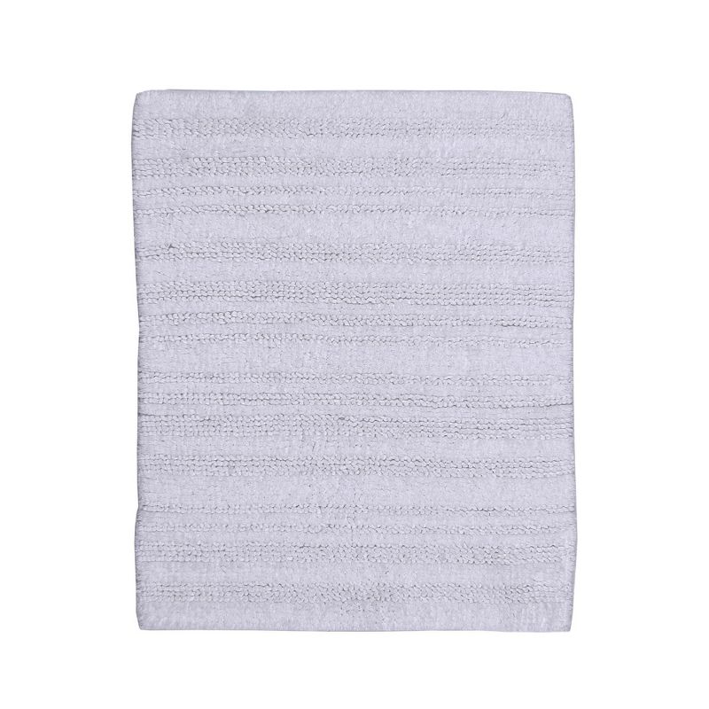 Knightsbridge Luscious Textured Striped All Season Soft Plush Cotton Reversible & Soft Bath Rug White, 1 of 4