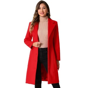 INSPIRE CHIC Women's Notched Lapel Single Breasted Outwear Work Long Winter Coat - 1 of 4