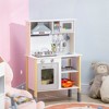 Qaba Wooden Play Kitchen with Realistic Lights and Sounds, Height-Adjustable Kids Kitchen Playset with Microwave, Range Hood, White - image 2 of 4