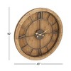 Mediterranean Wood Wall Clock Brown - Olivia & May: Oversized, Analog Display for Living Room, Indoor Use - 3 of 4