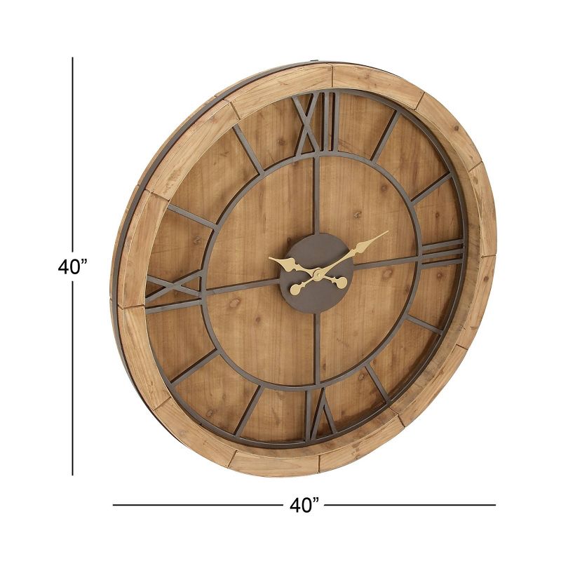 Mediterranean Wood Wall Clock Brown - Olivia &#38; May, 3 of 8