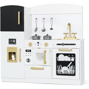 Wooden Play Kitchen Set for Kids with Ice Maker, Sink, Microwave, Dishwasher & Accessories – Educational Role Play Toy for Toddlers Ages 3+ - 1 of 4