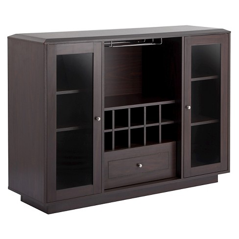 Candie Modern Multi Storage Dining Buffet With Glass Cabinets Espresso Homes Inside Out Target