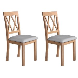 Kumasinova Upholstered Dining Chairs – Set of 2 Tufted Linen Fabric Kitchen Chairs with Arched Backrest, Accent Diner Chairs with Solid Wood Legs - 1 of 4