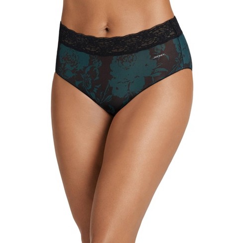 Jockey Women's No Panty Line Promise Tactel Lace Hip Brief 7 Green