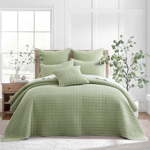 Mills Waffle Desert Green Twin Bedspread Set - Levtex Home : Target