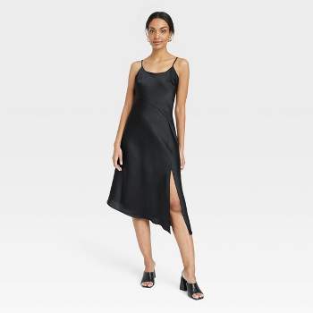 Women's V-Neck Mini Slip Dress - A New Day™ Black XS