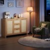 COZONY 47" Modern Rattan Buffet Cabinet Sideboard with Storage, Boho Credenza with Drawers & Doors, Wooden Coffee Bar Cabinet - 3 of 4