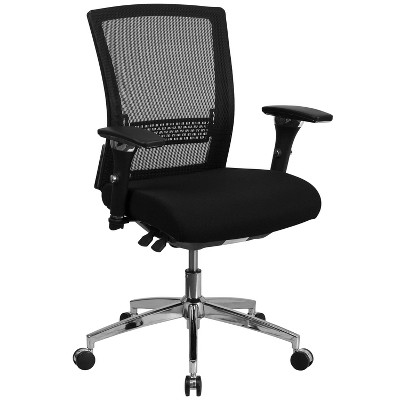 41.75" Fabric Multi function Executive Swivel Ergonomic Office Chair with Seat Slider & Lumbar Black - Riverstone Furniture