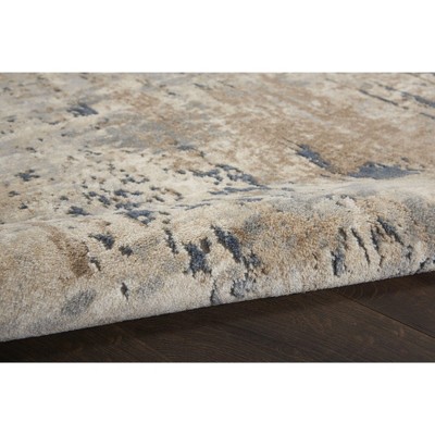Beige Grey Abstract Synthetic 5' x 7' Reversible Rug