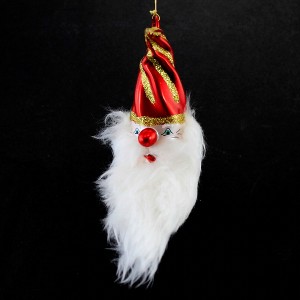 Italian Ornaments 6.5 Inch Crescent Moon Santa Face Mgd Ornament Free-Blown Tree Ornaments - 1 of 3