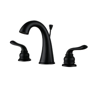 CASAINC 8 in. Widespread Double Handle Bathroom Sink Faucet with Pop-up Drain in Matte Black - 1 of 1