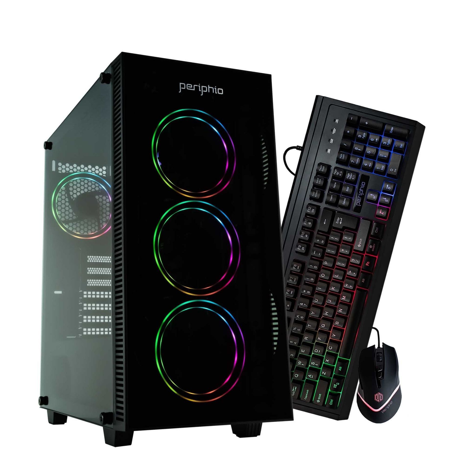Periphio Terra Gaming PC Desktop Bundle - AMD Ryzen 5, Radeon Vega 7 iGPU, 16GB RAM, 1TB NVMe (SSD), Windows 11 Gaming Computer with Mouse + Keyboard