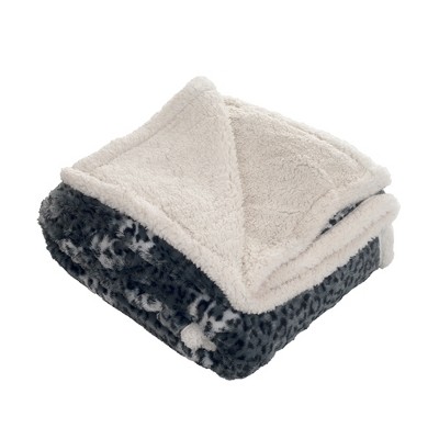Hastings Home Cheetah Fleece Sherpa Blanket Throw – 50" x 60"