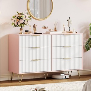coucheta 47" Fluted Dresser for Bedroom with 6 Drawers, Modern Chest of Wooden Chest with Metal Handle, for Living Room, Hallway, Entryway - 1 of 4