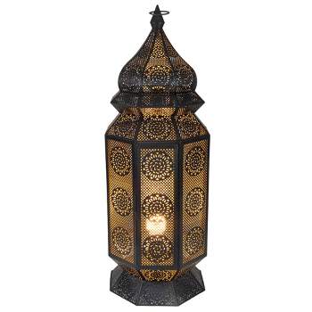 Northlight 29.5" Black and Gold Moroccan Style Lantern Floor Lamp