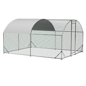 Large Chicken Coop Metal Chicken Run with Waterproof and Anti-UV Cover, Dome Shaped Walk-in Fence Cage Hen House for Outdoor and Yard Farm Use - 1 of 4