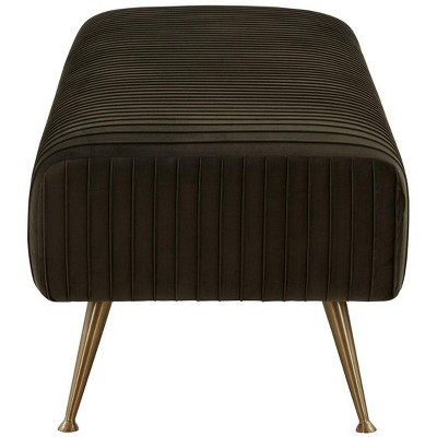 Salome 60'' Black Velvet Transitional Bench with Brass Accents