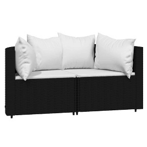 vidaXL Patio Corner Sofa Black PE rattan, powder-coated steel, polyester - 1 of 4