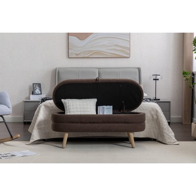 NicBex 48.88" Velvet Upholstered Ottoman Bench,Foot Stool with Wooden Legs,End of Bed Storage Bench for Bedroom&Living Room,Bedroom Furniture