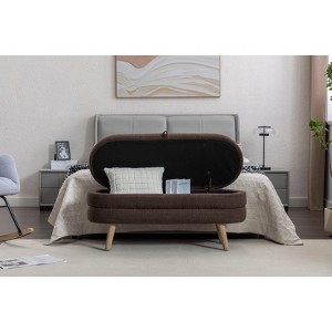 NicBex 48.88" Velvet Upholstered Ottoman Bench,Foot Stool with Wooden Legs,End of Bed Storage Bench for Bedroom&Living Room,Bedroom Furniture - 1 of 4