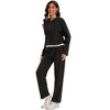 ATHLECHIC Women's Outfits Ribbed Sweater Hoodie Wide Leg Pants Tracksuit Casual Lounge 2 Pieces Set - 4 of 4