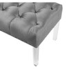Roundhill Furniture Valley Button tufted Velvet Upholstered Bench With Acrylic Leg, Gray - 3 of 4