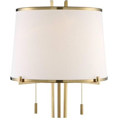 Black Marble and Brass Modern Floor Lamp with Linen Shade