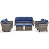 Buenhomino High Back Patio Furniture Set with Thick Cushion, 8-Piece Outdoor Conversation Set with Sofa, Swivel Rocker Chairs, Glass Table & Ottomans - 4 of 4