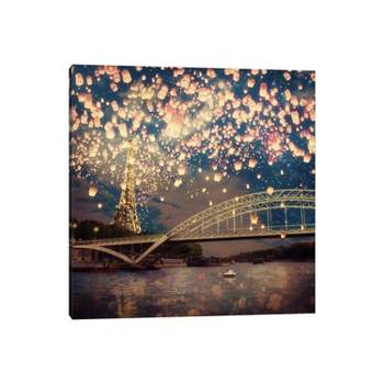Love Wish: Lanterns Over Paris by Paula Belle Flores Unframed Wall Canvas - iCanvas
