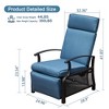 DOMETOUR Adjustable Patio Recliner Chair, Metal Outdoor Lounge with Flip Table, Removable Cushions, 350lbs Support, Navy Blue - 3 of 4