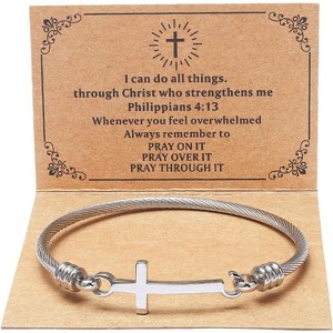 Christian Cross Bracelet Inspirational Bracelets For Women Stainless Steel Jewelry - 1 of 4