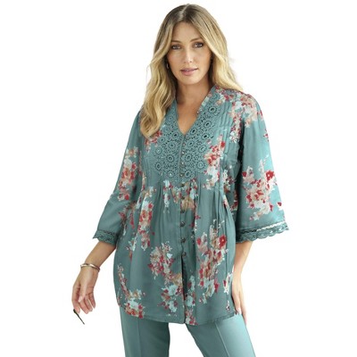 Roaman's Women's Plus Size Juliet Lace Big Shirt
