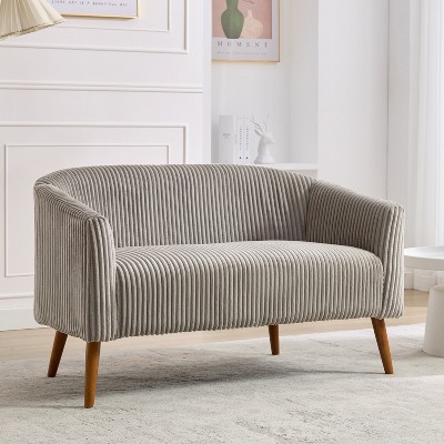 Hrinhom 50.8"W Modern Loveseat,Upholstered Corduroy 2-Seater Sofa With Wood Legs
