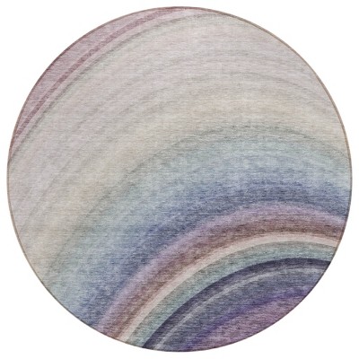 Beige Purple And Ivory Abstract Washable Indoor Outdoor Area Rug