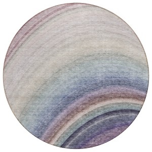 Beige Purple And Ivory Abstract Washable Indoor Outdoor Area Rug - 1 of 4