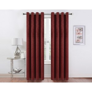 Kate Aurora 2 Pack Hotel Embossed Textured Light Filtering Grommet Top Window Curtain Panels - 1 of 3
