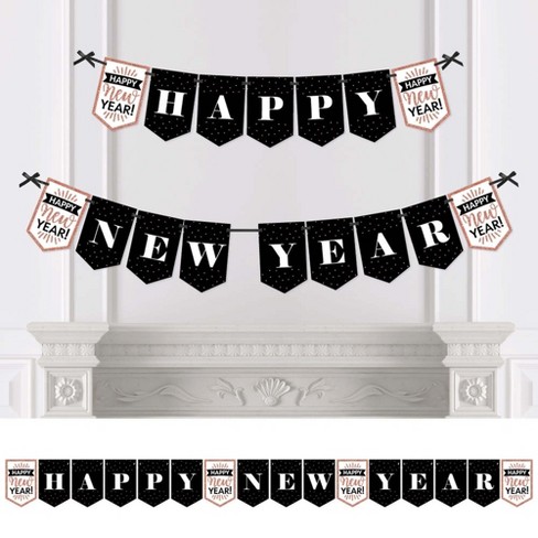  Happy NewYear Party Decorations Black White Gold