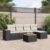 vidaXL Patio Sofa Set with Cushions Outdoor Furniture 6 Piece Poly Rattan - Black and Cream - 2 of 4