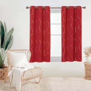 Deconovo Gold Line 52 Width Curtain Panel Pair (2 Panel) - 1 of 4