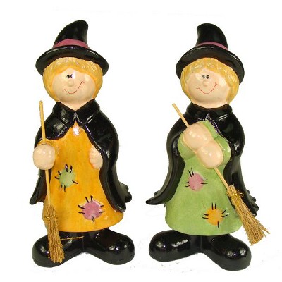 Northlight 8" Witch with Brooms Halloween Figurines 36ct - Black/Brown