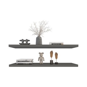 SEVOBAL Utility Storage Shelves Bookshelf Set of 2 Wide Floating Shelves, Contemporary Wall-Mounted Storage for Living Room, Grey, 47.24"*10.24"*3.54" - 1 of 4
